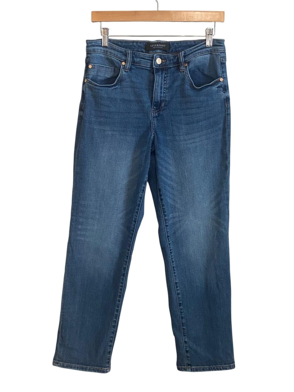 Liverpool Medium Wash Mid Rise Marley Girlfriend Jeans Size 10/30